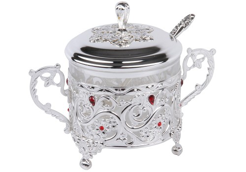 Сахарница с ложкой, Rosenberg RNA-140023-Silver Сахарница